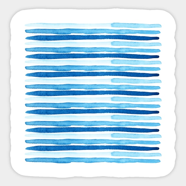 Abstract Blue Watercolor Stripes Sticker by LThomasDesigns